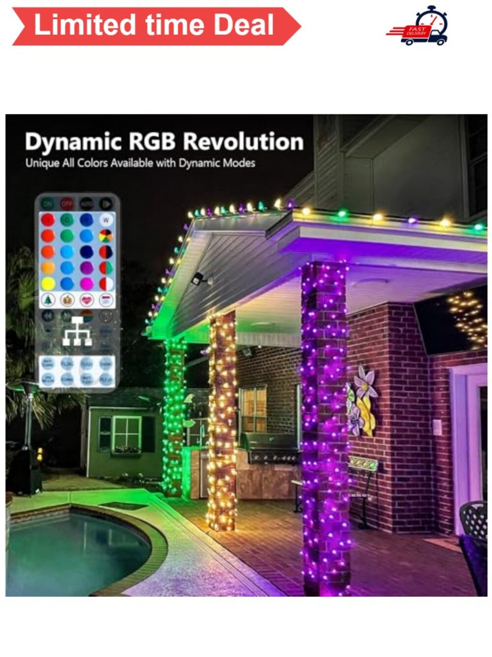 🎃 100 LED USB Color Changing String Lights Remote Timer 33 ft - Picture 3 of 5